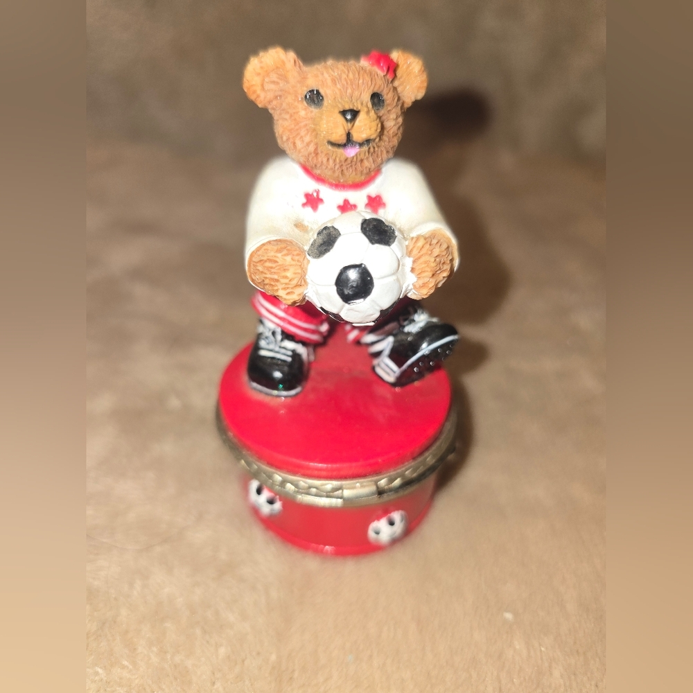 Claire's 1999 Red and White Bear Soccer Figurine